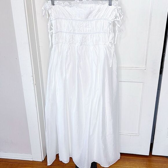 Princess Polly EMILIANO STRAPLESS MAXI DRESS WHITE Nwot Size 12 Lace Up Sides - Picture 3 of 11